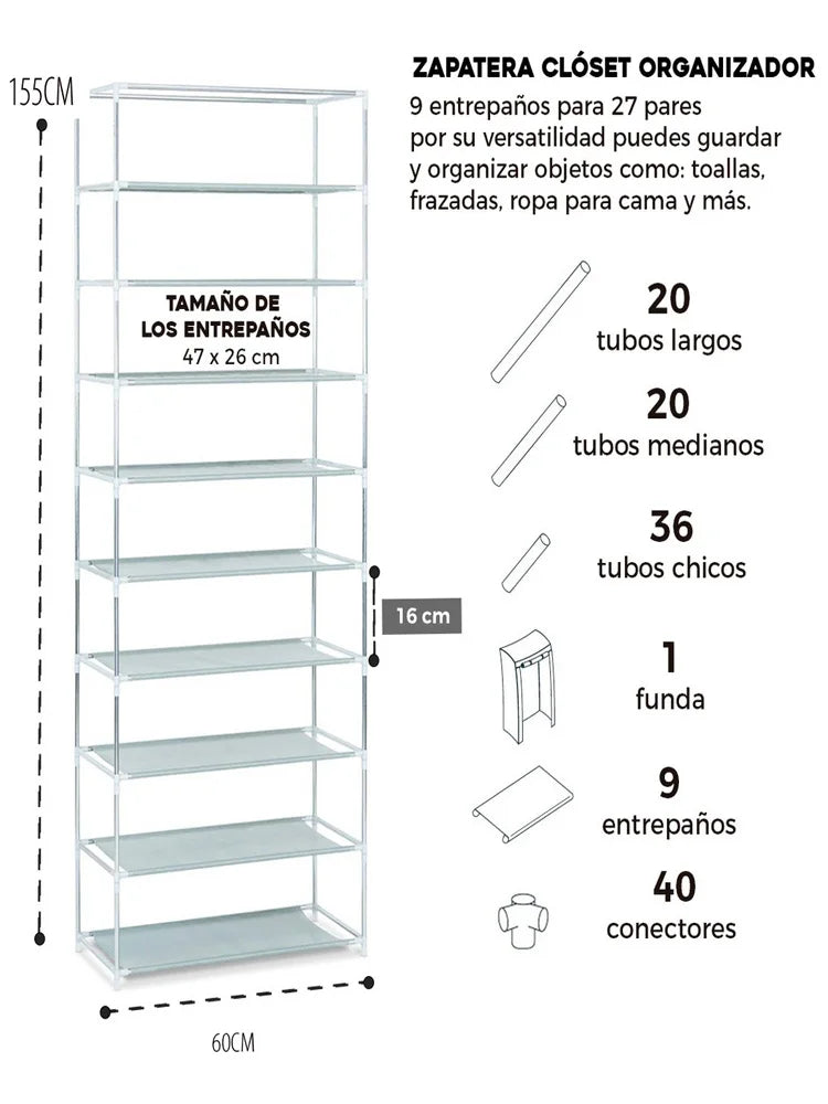 Shoe Rack Closet Organizer Assemblable Shelf Multipurpose Shoe Cabinet
