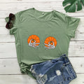 Halloween Pumpkin Boobs Colored T-shirt Funny Skeleton Boobs Top Tee Shirt Women Spooky Holiday Fall Tshirt