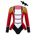 Kids Girls Circus Ringmaster Cosplay Costumes Long Sleeves Bodysuit Leotard Tassel Buttons Romper Jumpsuit for Halloween Party