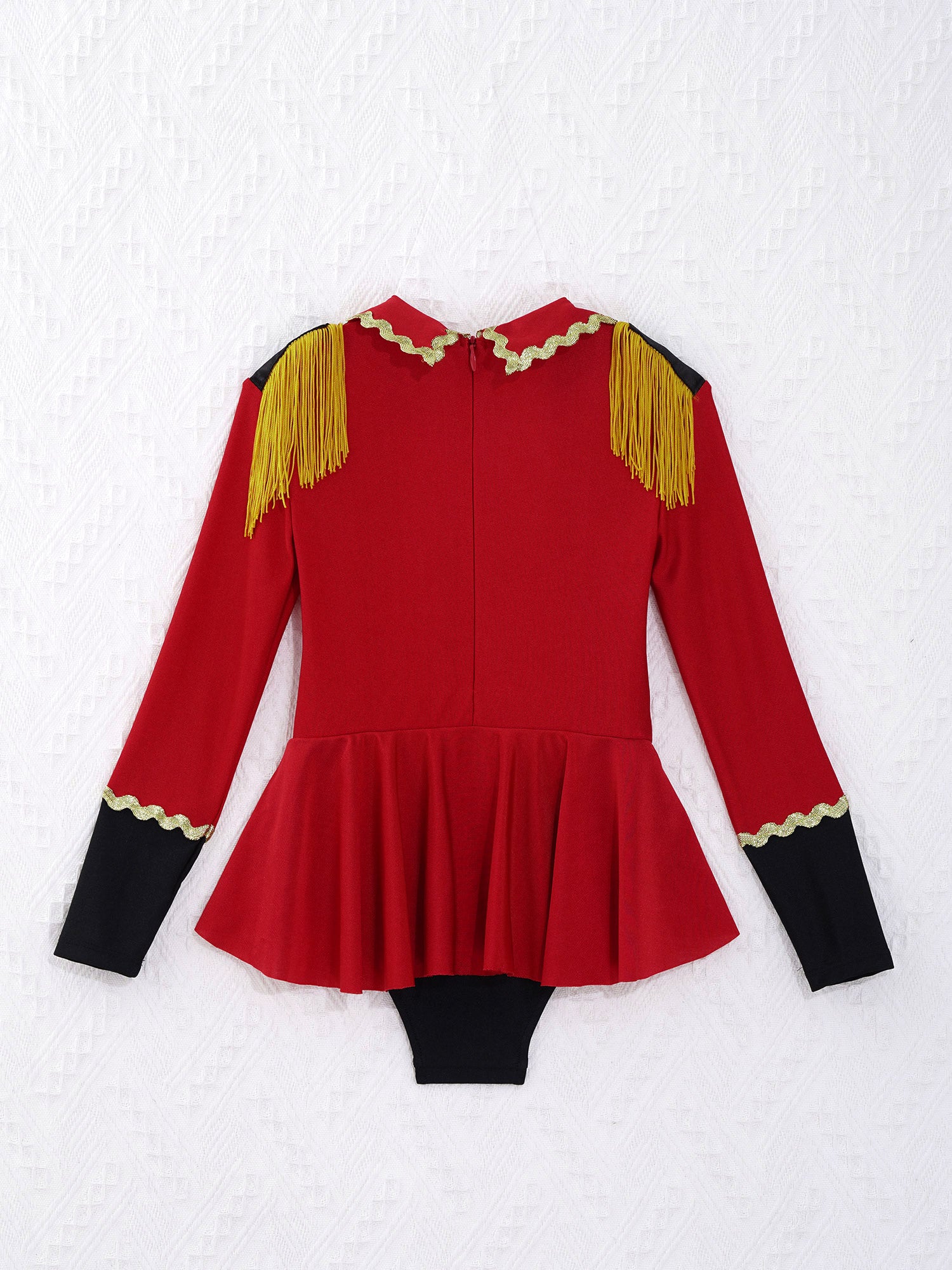 Kids Girls Circus Ringmaster Cosplay Costumes Long Sleeves Bodysuit Leotard Tassel Buttons Romper Jumpsuit for Halloween Party