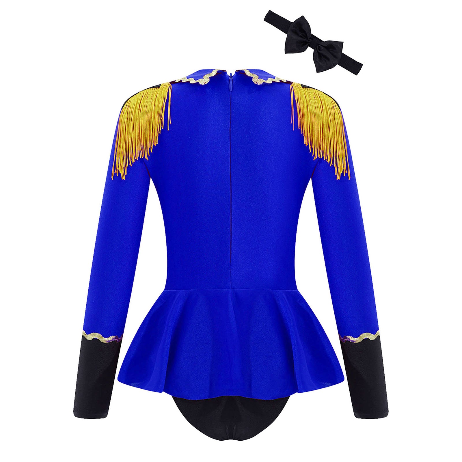Kids Girls Circus Ringmaster Cosplay Costumes Long Sleeves Bodysuit Leotard Tassel Buttons Romper Jumpsuit for Halloween Party