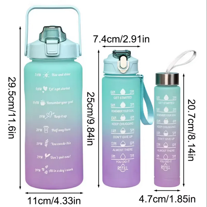300ml/750ml/2L Water Bottle Motivational Sport Water Bottle Leakproof Bottles Drinking Outdoor Travel Gym Fitness Jugs