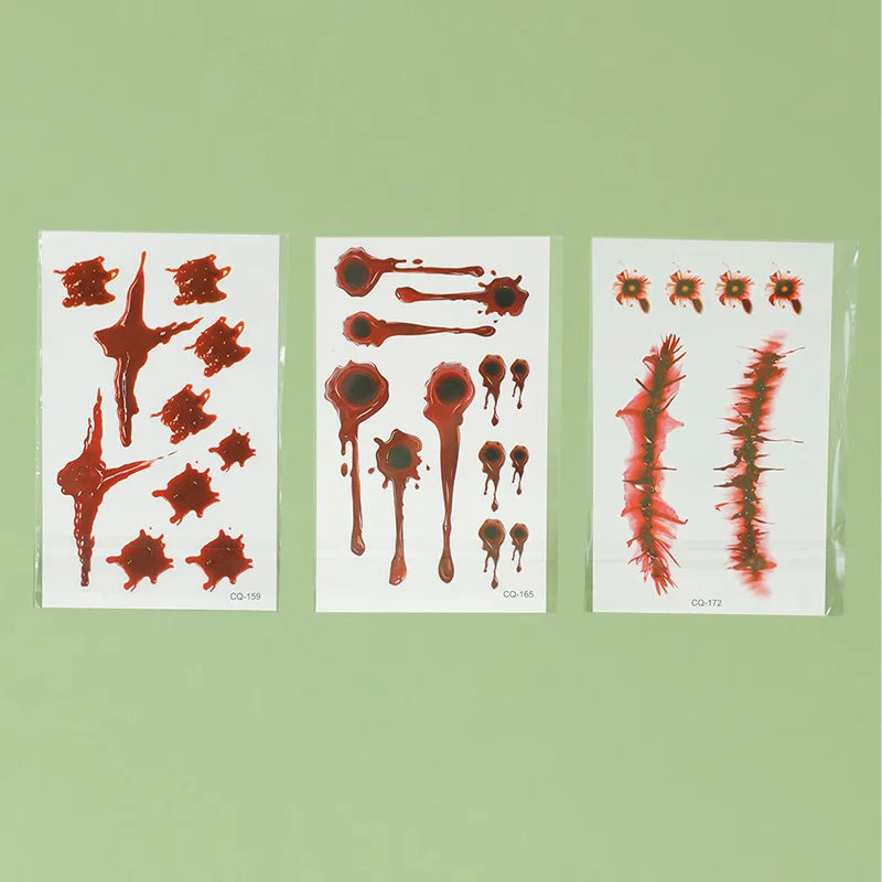 Halloween Horror Wound Temporary Tattoo Sticker, Long-lasting and Waterproof, Tears of the Nun, Tattoo Sticker for Face Arm
