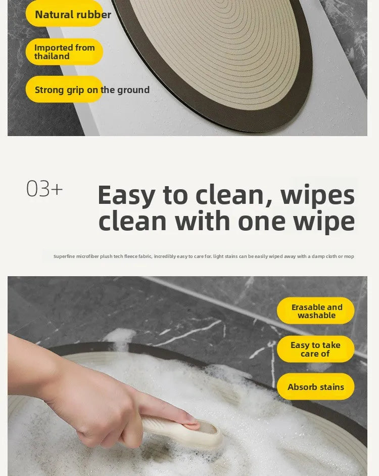 Diatomaceous Earth Bath Mat Super Absorbent Quick Dry Non Slip Bathroom Rug for Home Entrance Durable and Stain Resistant