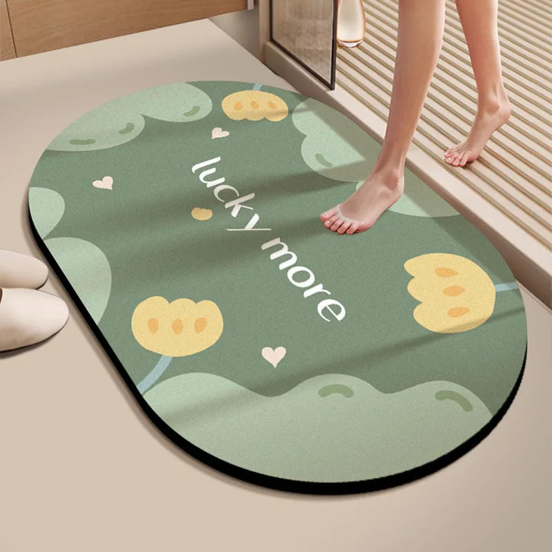 Diatomaceous Earth Bath Mat Super Absorbent Quick Dry Non Slip Bathroom Rug for Home Entrance Durable and Stain Resistant