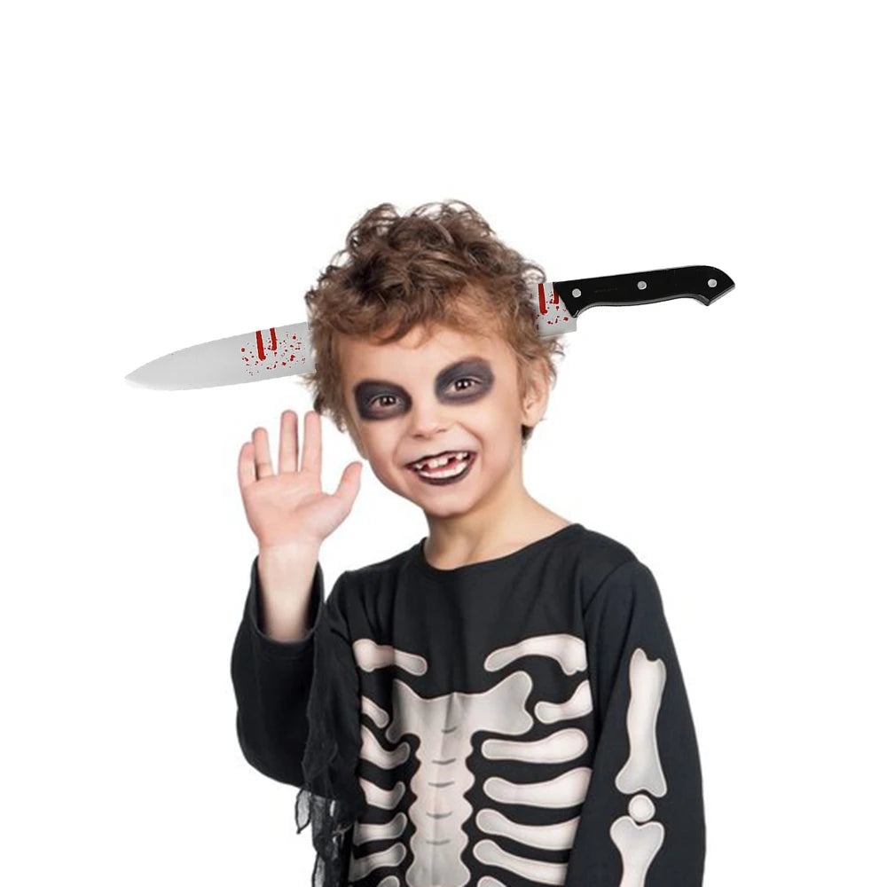Happy Halloween Headband Fake Plastic Axe Knife Scissors Head Accessories Cosplay Diy Halloween Party Decorations Supplies