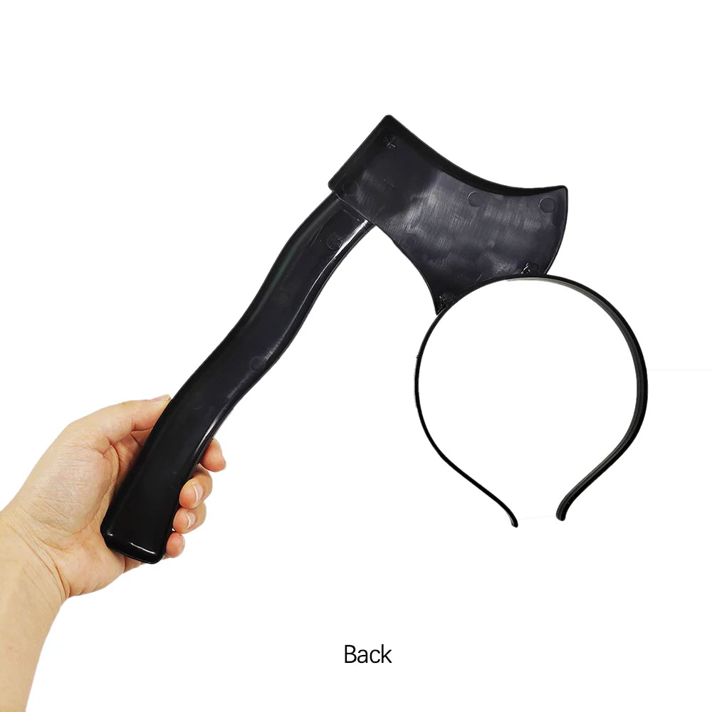 Happy Halloween Headband Fake Plastic Axe Knife Scissors Head Accessories Cosplay Diy Halloween Party Decorations Supplies