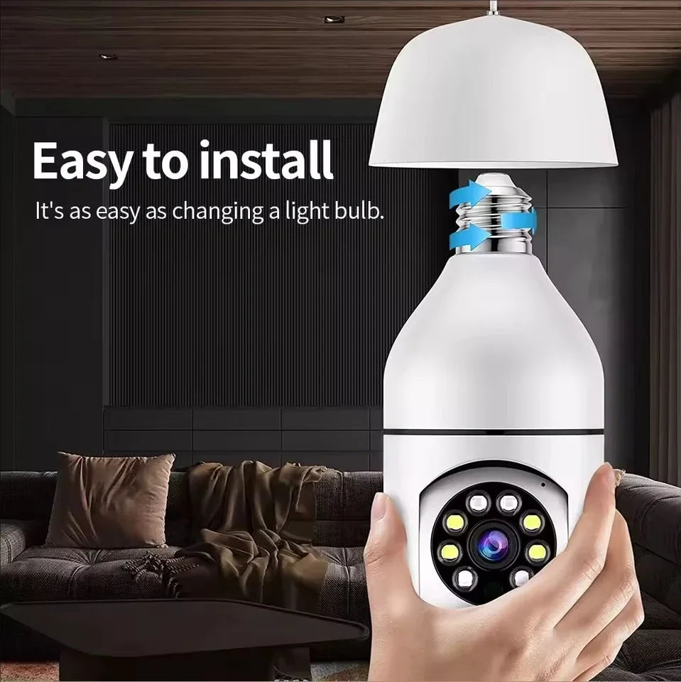4G WiFi IP Camera E27 Bulb Camera 2MP Wireless Baby Monitor with AI Tracking, Security Video Surveillance, Pet Camera