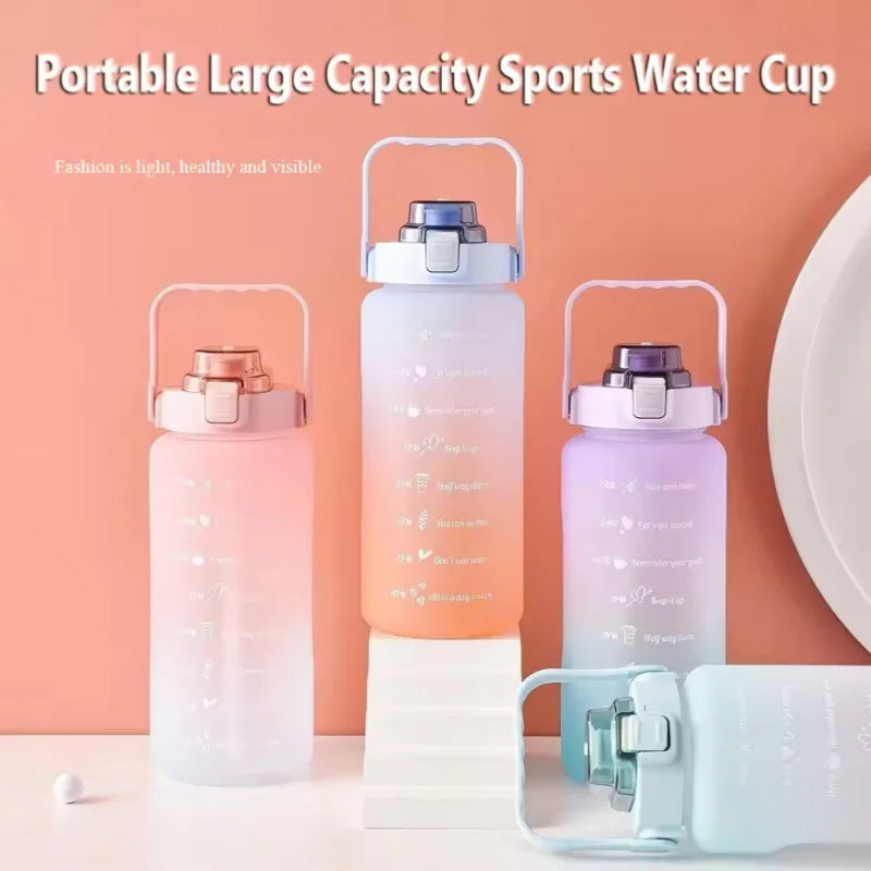 300ml/750ml/2L Water Bottle Motivational Sport Water Bottle Leakproof Bottles Drinking Outdoor Travel Gym Fitness Jugs