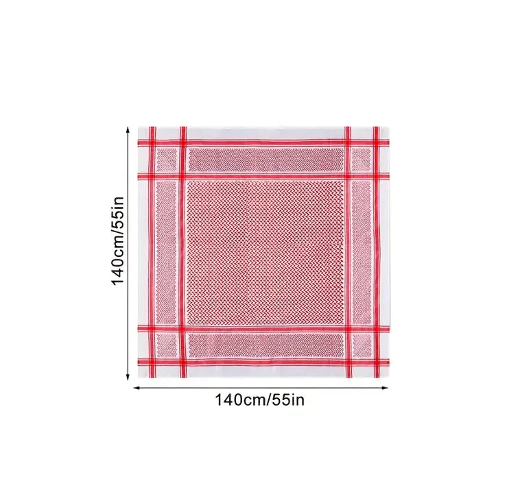 Arab Shemagh Muslim Keffiyeh Head Wrap Scarf Arabic Tactical Desert Headwear with Rope Halloween Costume Accessories