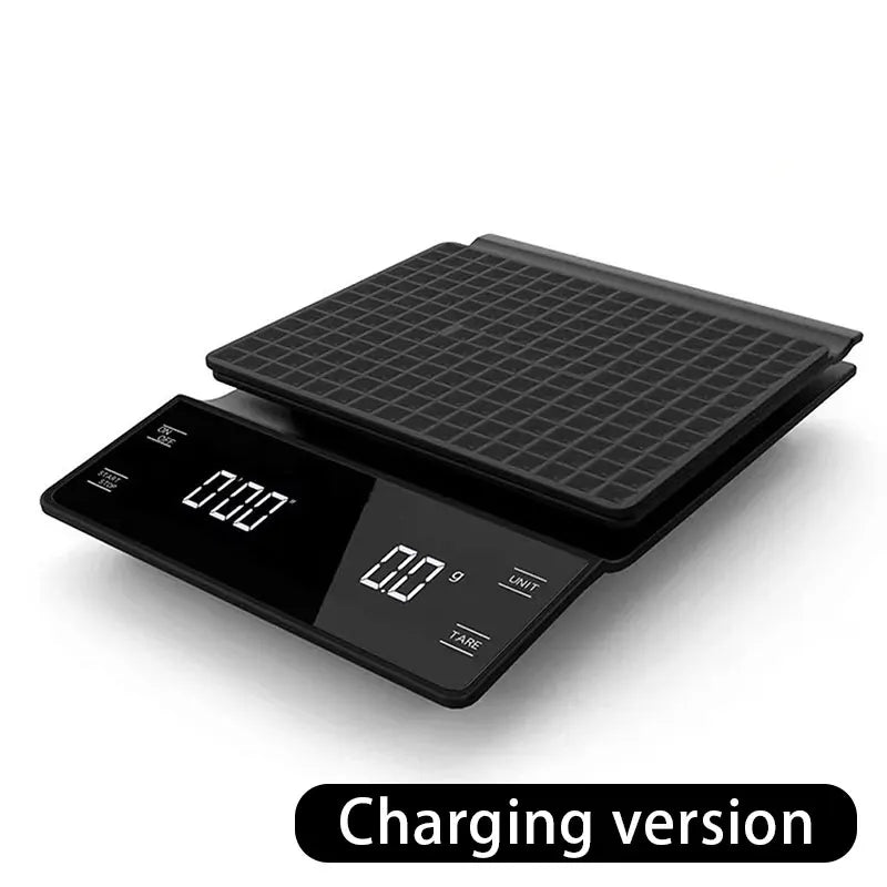 Digital Rechargable Coffee Scale with Timer LED Screen Espresso USB 3kg Max.Weighing 0.1g High Precision Measures Kitchen Scale