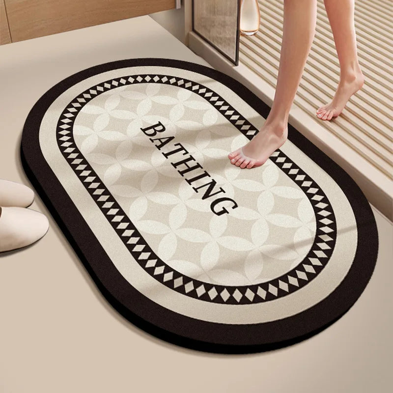 Diatomaceous Earth Bath Mat Super Absorbent Quick Dry Non Slip Bathroom Rug for Home Entrance Durable and Stain Resistant