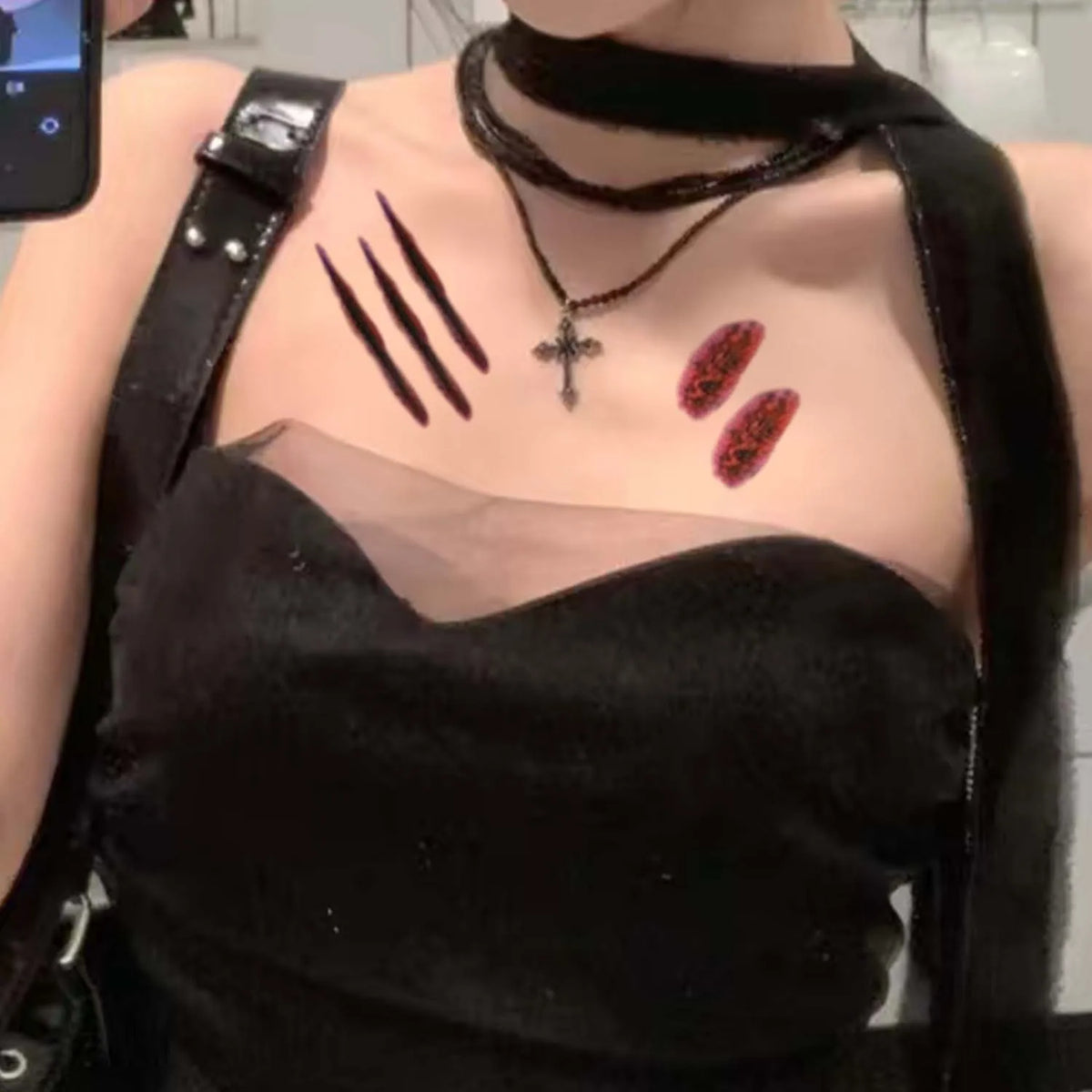 4/16pcs Halloween Terror Wound Temporary Tattoo Realistic Blood Bruising Arm Body Arts Cosplay Lasting Fake Tattoo Stickers