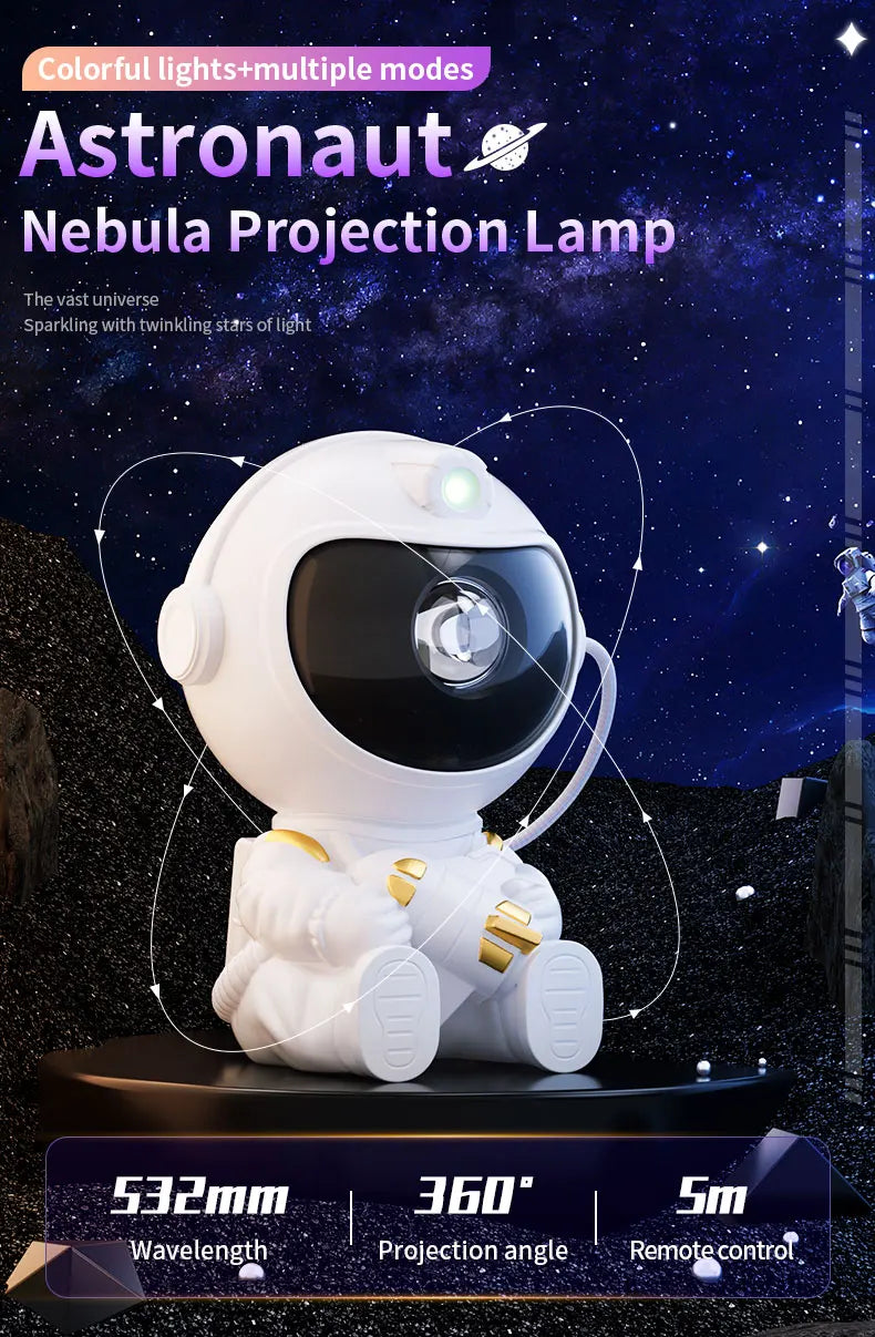 Astronaut Star Projector Night Light with Remote Control 360° Adjustable Galaxy Nebula Ceiling Lamp for Bedroom Kids Room Party