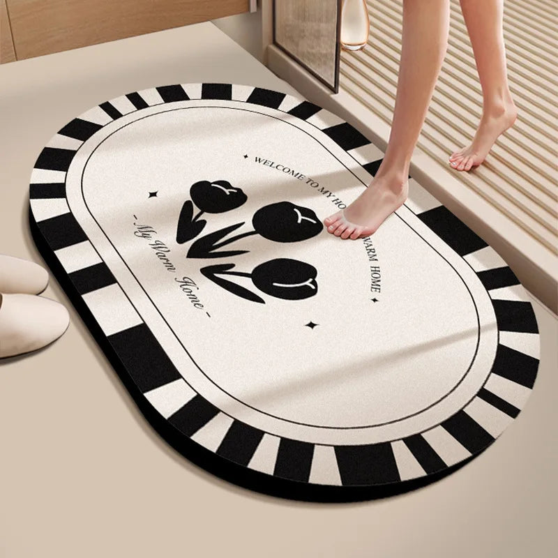 Diatomaceous Earth Bath Mat Super Absorbent Quick Dry Non Slip Bathroom Rug for Home Entrance Durable and Stain Resistant