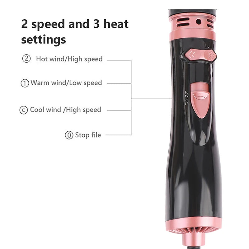 Hair Dryer Brush 2 In 1 Hot Air Spin Brush Curling Straightening Styling Auto-Rotating Ionic Round Blow Hair Dryer Volumizer