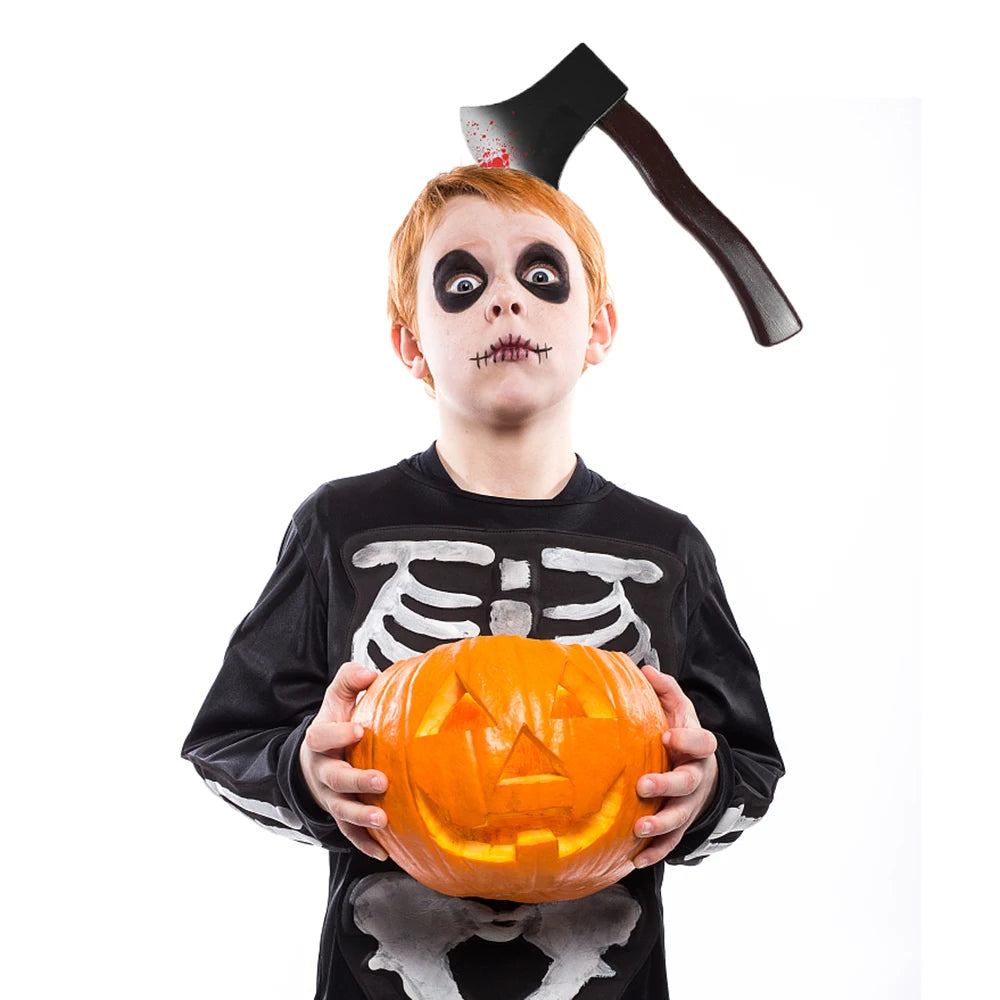Happy Halloween Headband Fake Plastic Axe Knife Scissors Head Accessories Cosplay Diy Halloween Party Decorations Supplies