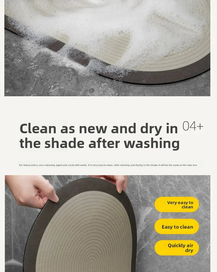 Diatomaceous Earth Bath Mat Super Absorbent Quick Dry Non Slip Bathroom Rug for Home Entrance Durable and Stain Resistant
