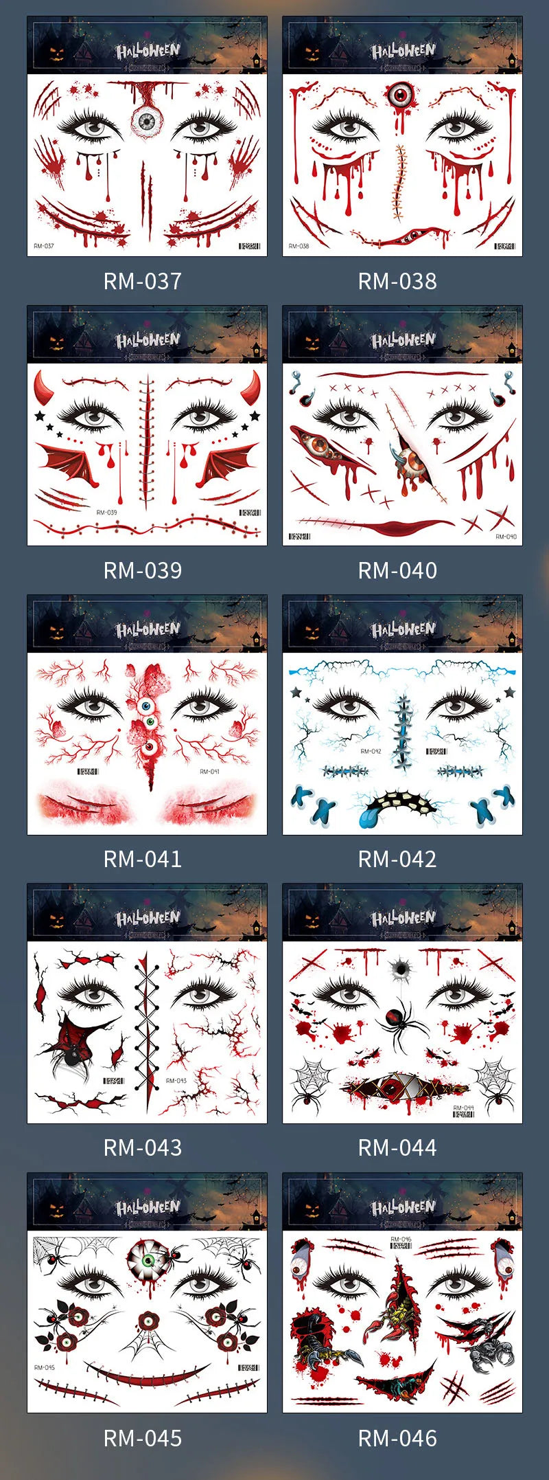 Halloween Temporary Face Tattoos Spooky Jack O Lantern Flase Tattoo Sticker Day Of The Dead La Catrina Face Tattoos for Party
