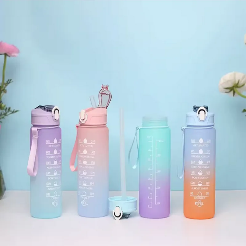 300ml/750ml/2L Water Bottle Motivational Sport Water Bottle Leakproof Bottles Drinking Outdoor Travel Gym Fitness Jugs