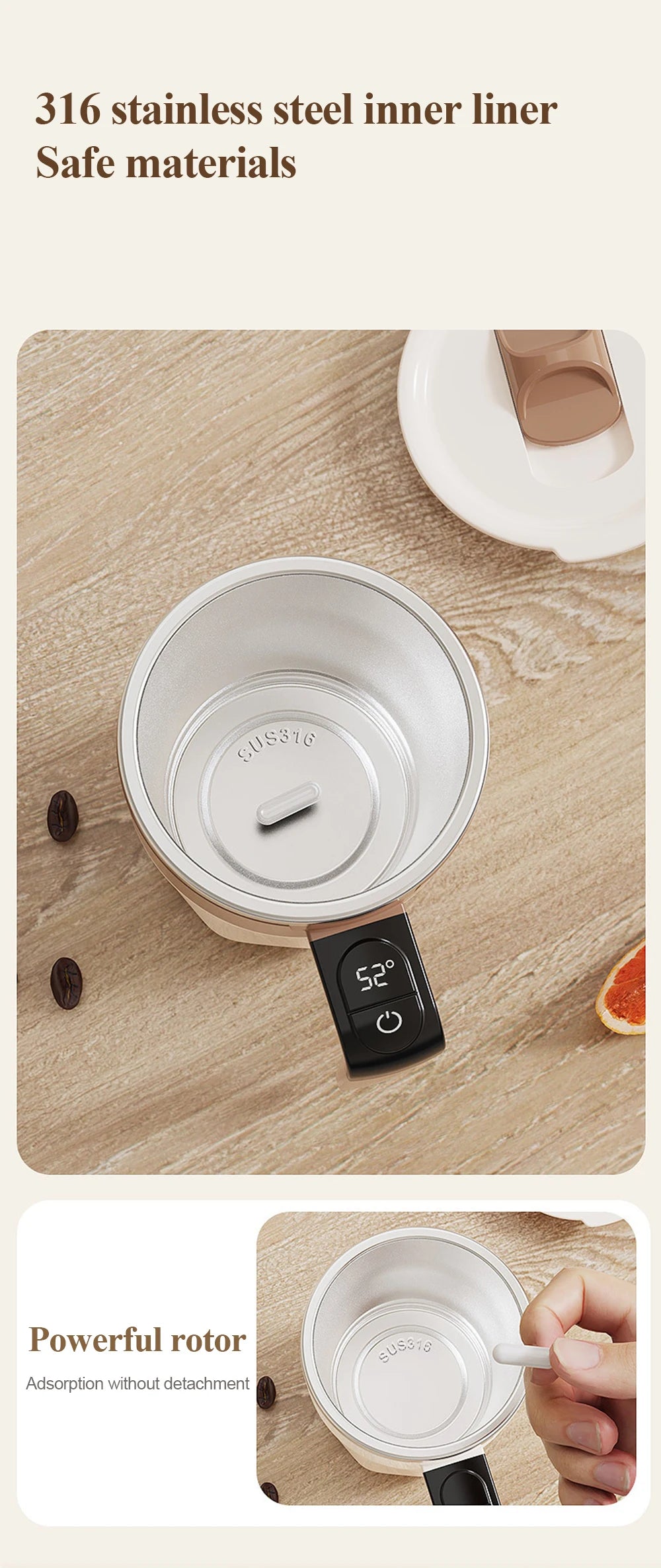 Automatic Stirring Coffee Cup Rechargeable Electric Stirring Mixer 316 Stainless Steel Magnetic Self Stirring Mugs With Lid