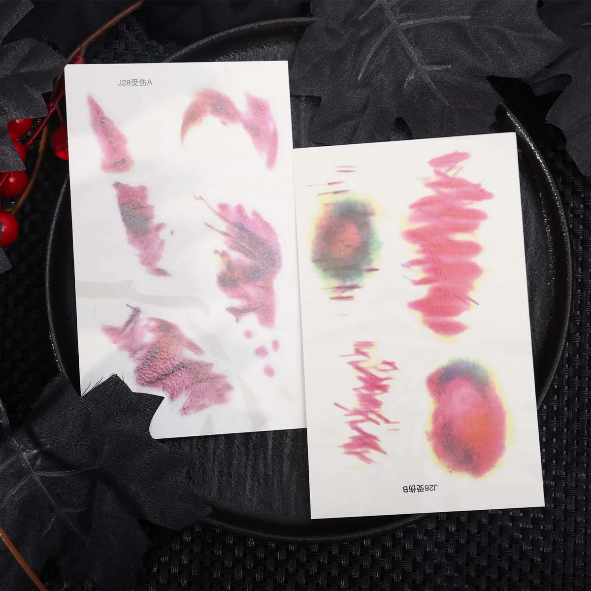 4/16pcs Halloween Terror Wound Temporary Tattoo Realistic Blood Bruising Arm Body Arts Cosplay Lasting Fake Tattoo Stickers