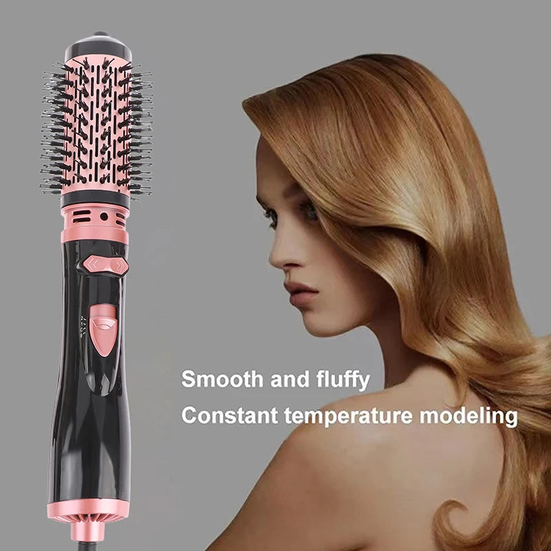 Hair Dryer Brush 2 In 1 Hot Air Spin Brush Curling Straightening Styling Auto-Rotating Ionic Round Blow Hair Dryer Volumizer