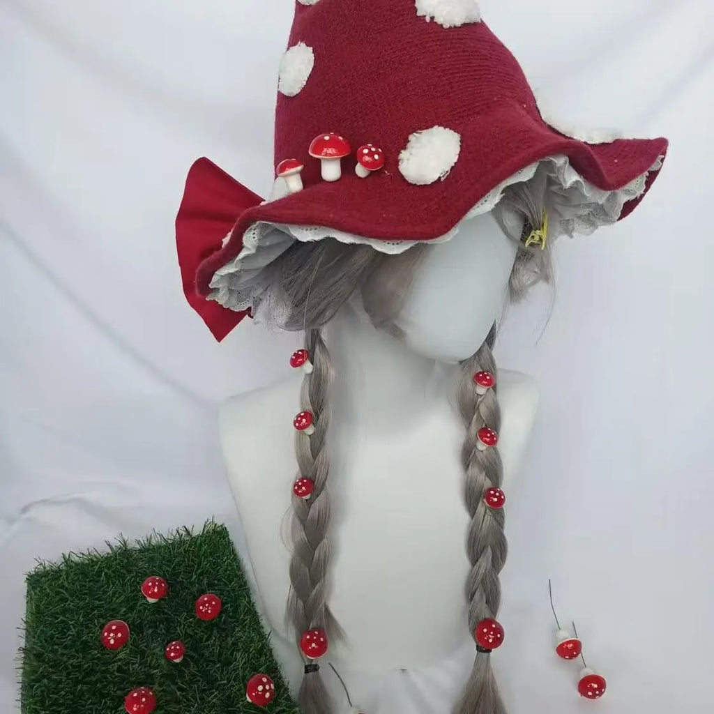 Parent-Child Christmas Witch Hat Set - Women's Gothic Lolita Top Hat & Kids Bowknot Witch Accessory