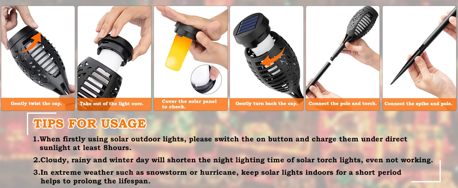 12LED Solar Flame Torch Light Flickering Light Waterproof Outdoor Garden Decoration Landscape Lawn Path Yard Patio Floor Lamps