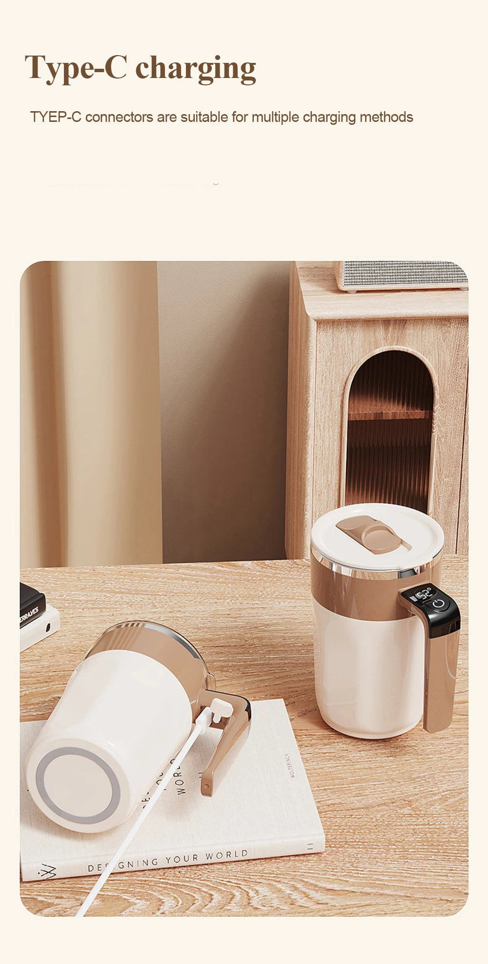 Automatic Stirring Coffee Cup Rechargeable Electric Stirring Mixer 316 Stainless Steel Magnetic Self Stirring Mugs With Lid