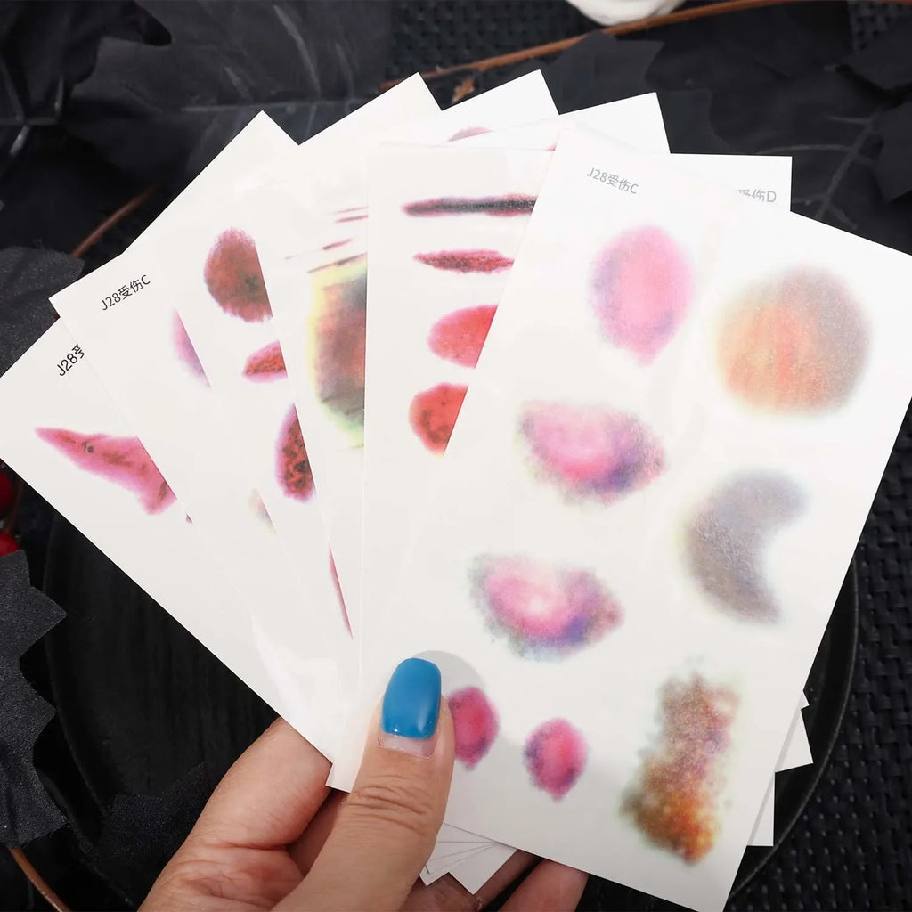Realistic Blood Fake Tattoo Stickers Halloween Terror Wound Temporary Tattoo Bruising Arm Face Body Arts Cosplay Make Up