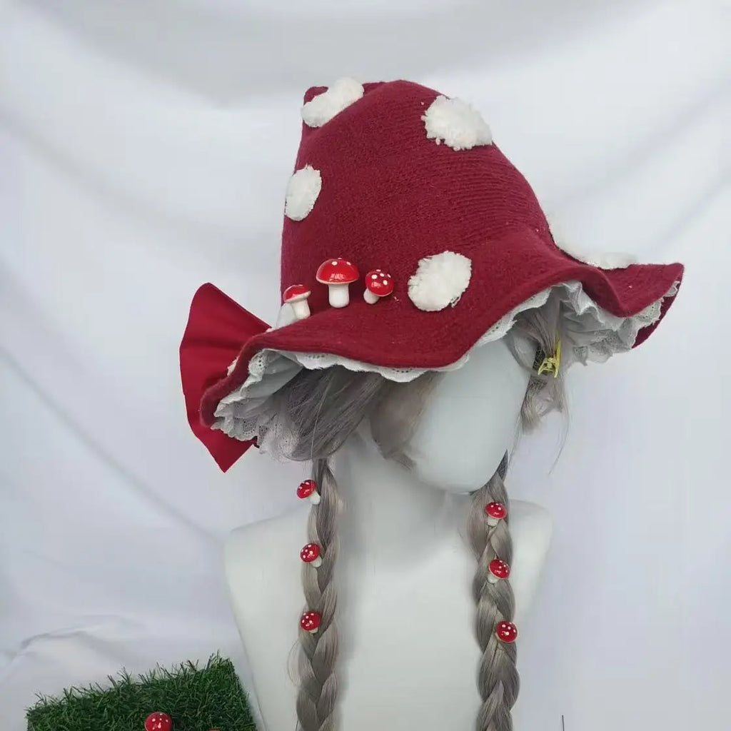 Parent-Child Christmas Witch Hat Set - Women's Gothic Lolita Top Hat & Kids Bowknot Witch Accessory