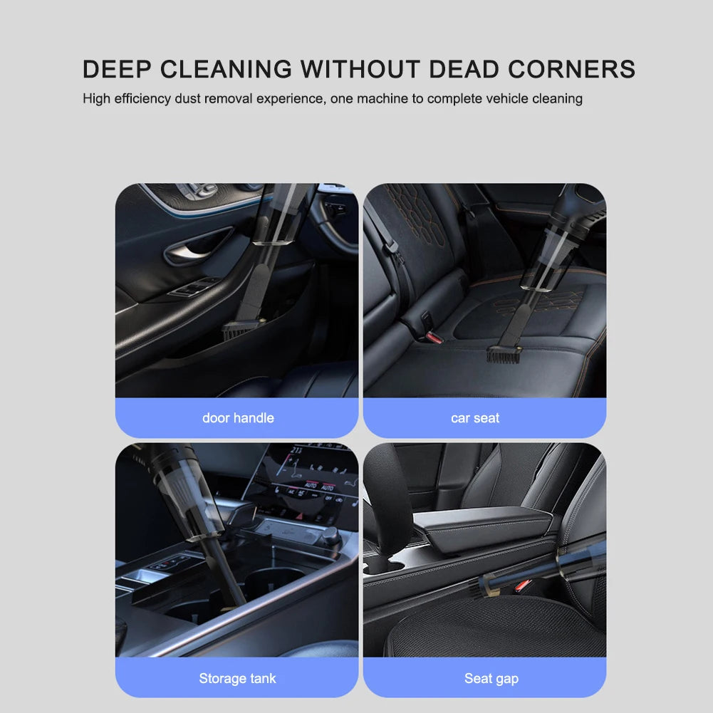 Portable Cordless Car Vacuum USB Recharge Handheld Vacuum Powerful Suction Cleaner For Car Household Office Pet Hair Cleaning