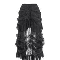 Gothic Black Long Bustle Lace Ruffle Skirt Halloween Victorian Costume Women Punk Overskirt Trailing Dance Banquet Overdress