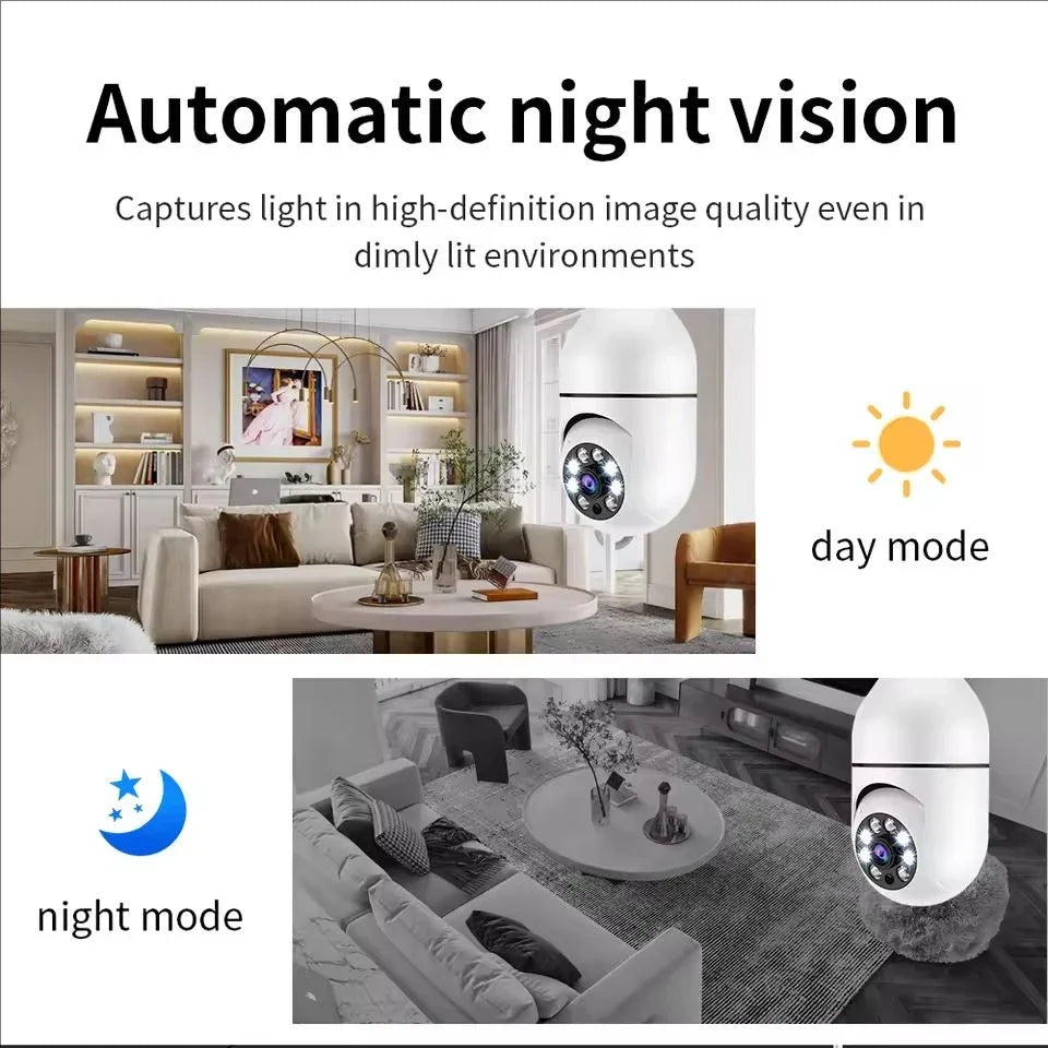 4G WiFi IP Camera E27 Bulb Camera 2MP Wireless Baby Monitor with AI Tracking, Security Video Surveillance, Pet Camera