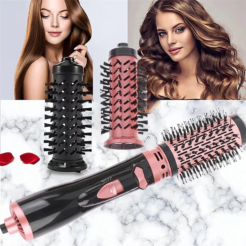Hair Dryer Brush 2 In 1 Hot Air Spin Brush Curling Straightening Styling Auto-Rotating Ionic Round Blow Hair Dryer Volumizer
