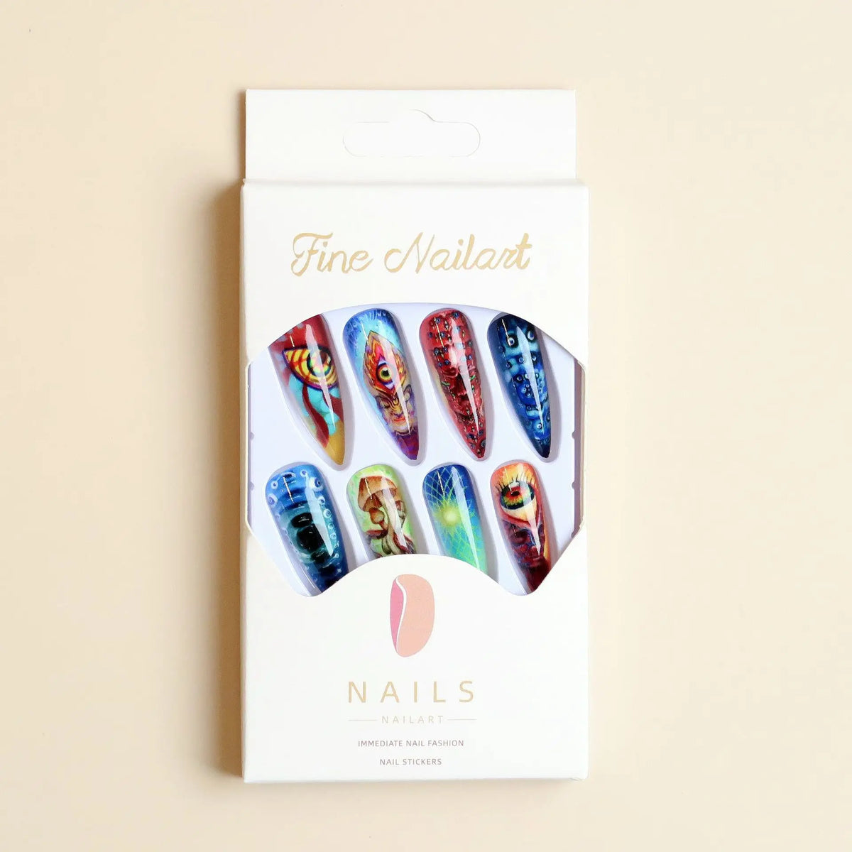 24pcs Halloween Press on Nails Trippy Psychedelic Evil Eye Mushroom Fake Nail Gothic Hippie Abstract Art False Nail for Women