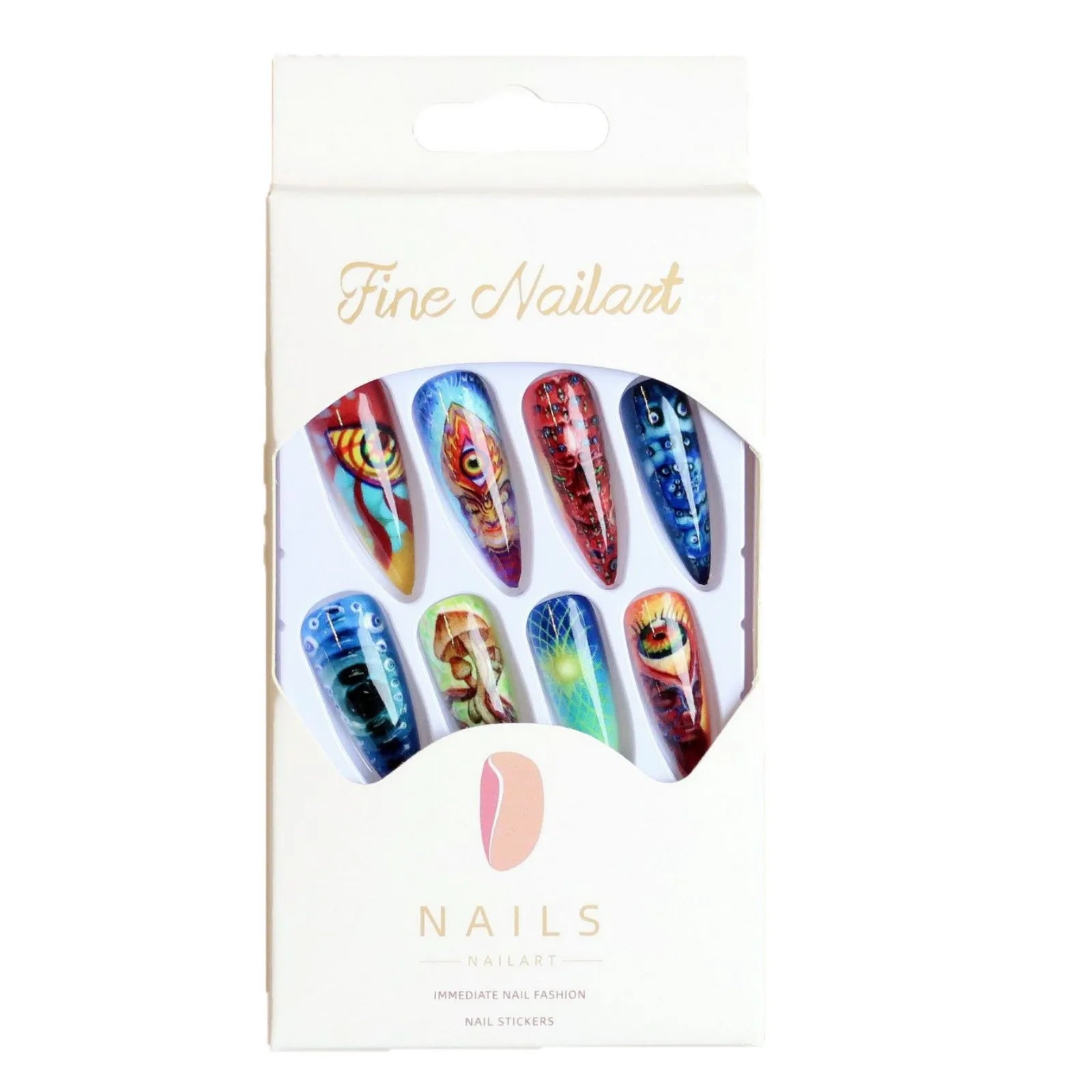 24pcs Halloween Press on Nails Trippy Psychedelic Evil Eye Mushroom Fake Nail Gothic Hippie Abstract Art False Nail for Women