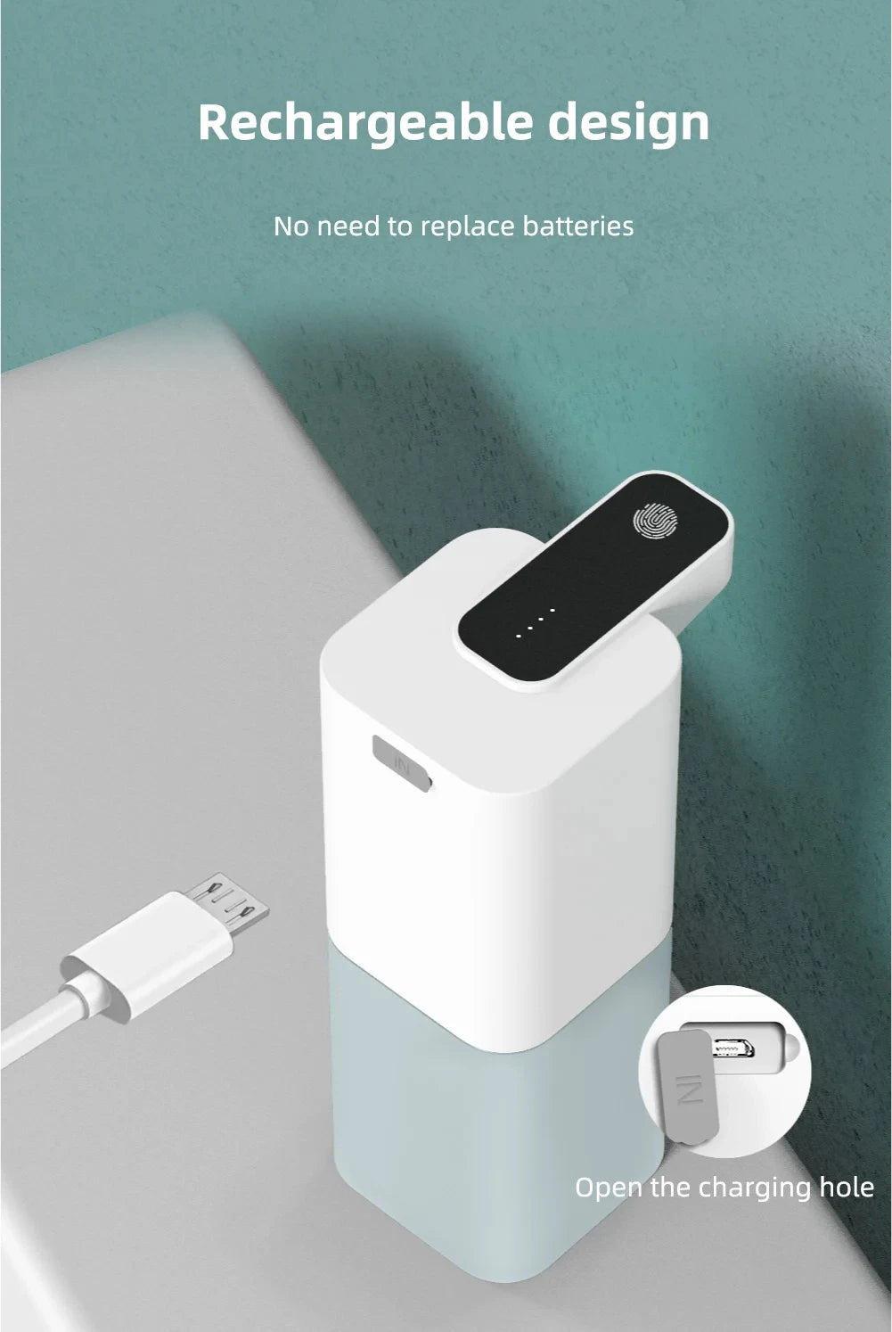Automatic Soap Dispenser Infrared Sensor USB-Rechargeable Foam Hand Sanitizer for Kitchen & Bathroom
