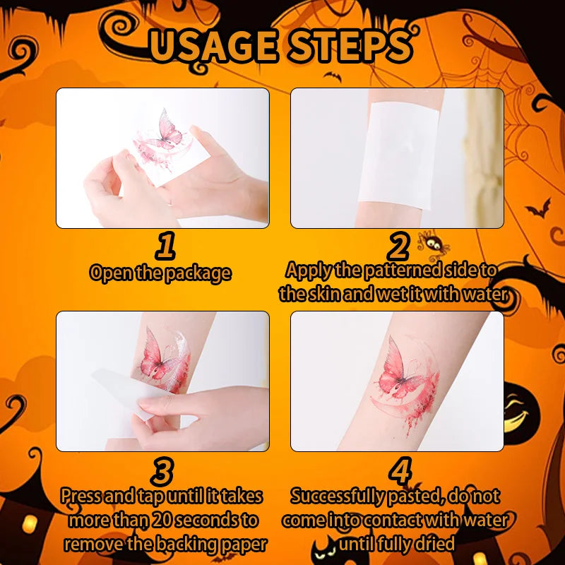 Halloween Horror Wound Temporary Tattoo Sticker, Long-lasting and Waterproof, Tears of the Nun, Tattoo Sticker for Face Arm