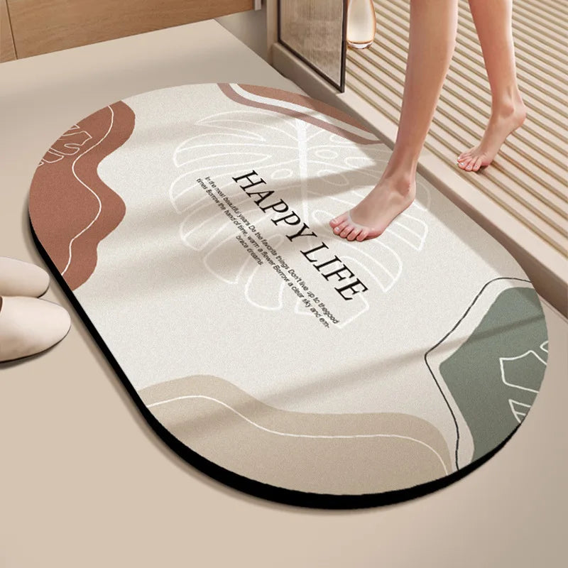 Diatomaceous Earth Bath Mat Super Absorbent Quick Dry Non Slip Bathroom Rug for Home Entrance Durable and Stain Resistant