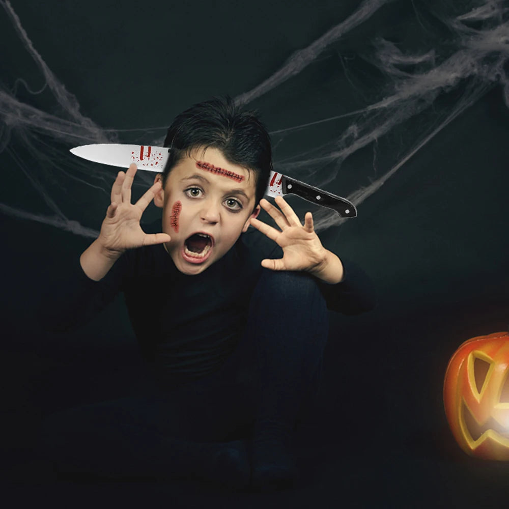 Happy Halloween Headband Fake Plastic Axe Knife Scissors Head Accessories Cosplay Diy Halloween Party Decorations Supplies