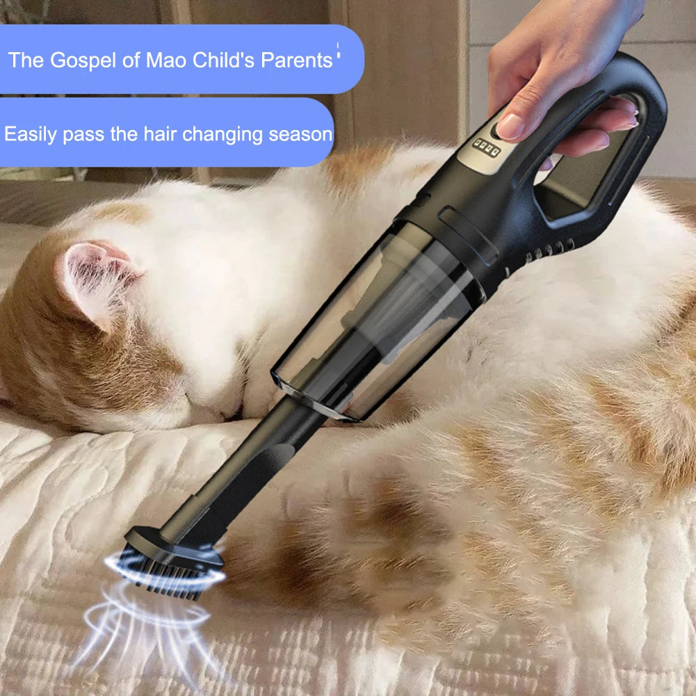 Portable Cordless Car Vacuum USB Recharge Handheld Vacuum Powerful Suction Cleaner For Car Household Office Pet Hair Cleaning