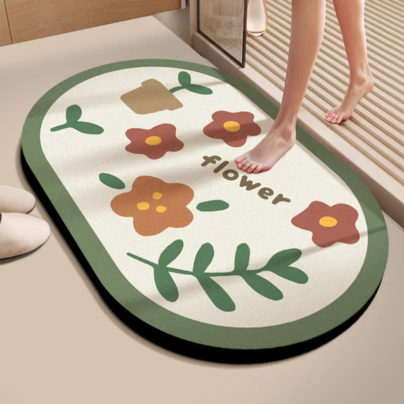 Diatomaceous Earth Bath Mat Super Absorbent Quick Dry Non Slip Bathroom Rug for Home Entrance Durable and Stain Resistant