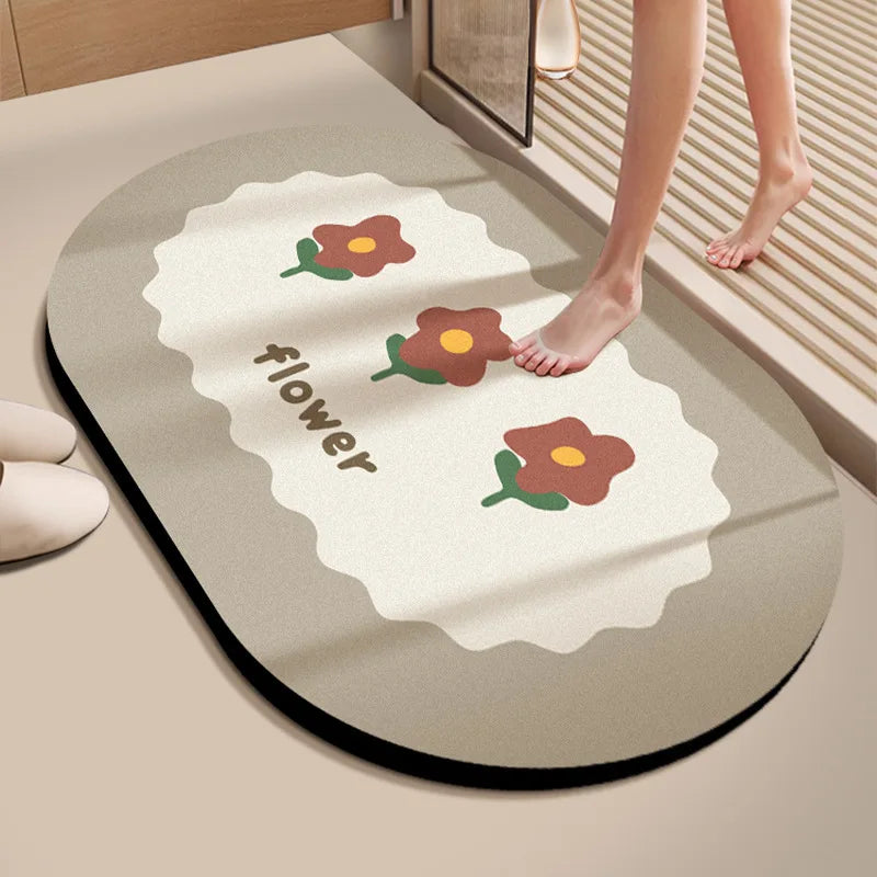 Diatomaceous Earth Bath Mat Super Absorbent Quick Dry Non Slip Bathroom Rug for Home Entrance Durable and Stain Resistant