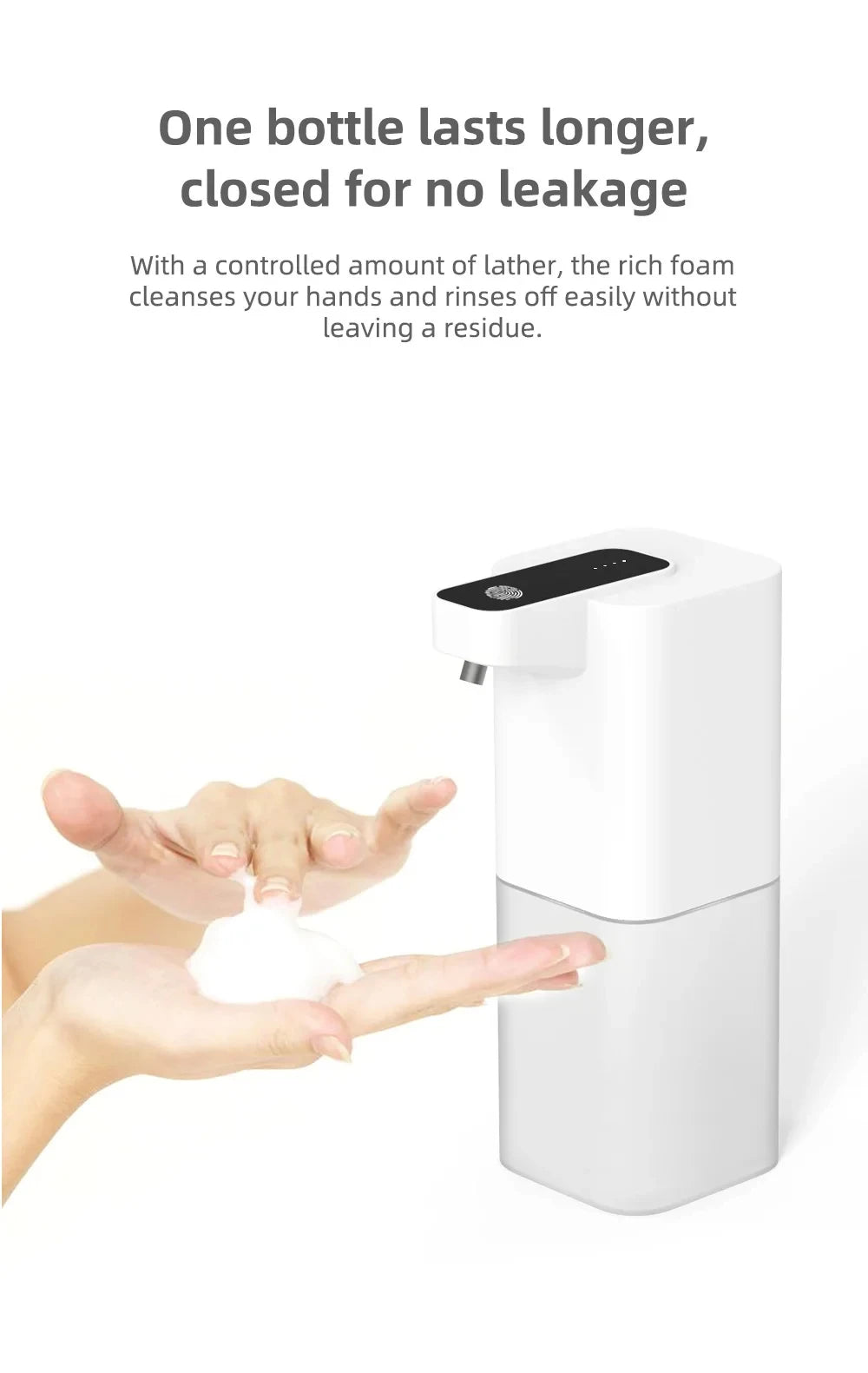 Automatic Soap Dispenser Infrared Sensor USB-Rechargeable Foam Hand Sanitizer for Kitchen & Bathroom