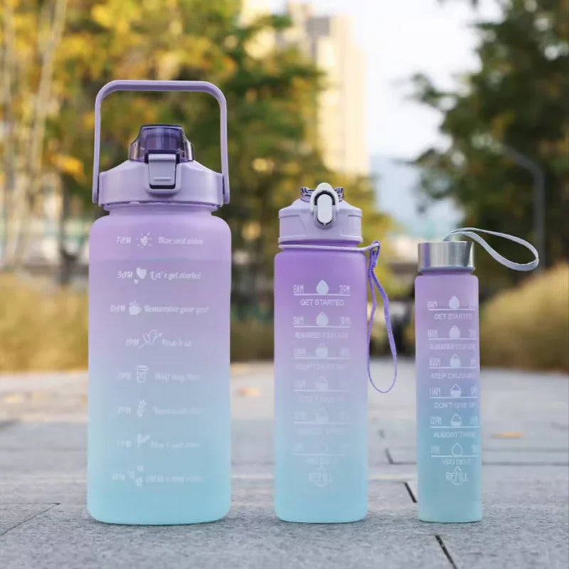 300ml/750ml/2L Water Bottle Motivational Sport Water Bottle Leakproof Bottles Drinking Outdoor Travel Gym Fitness Jugs