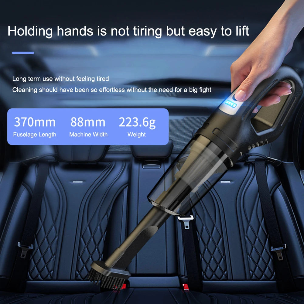 Portable Cordless Car Vacuum USB Recharge Handheld Vacuum Powerful Suction Cleaner For Car Household Office Pet Hair Cleaning