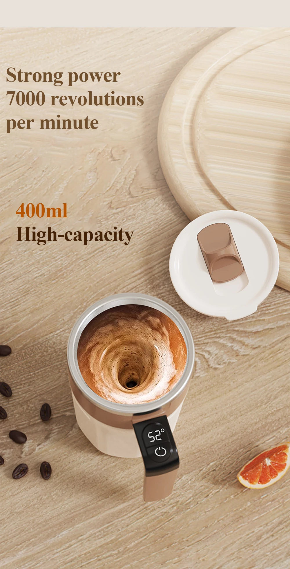 Automatic Stirring Coffee Cup Rechargeable Electric Stirring Mixer 316 Stainless Steel Magnetic Self Stirring Mugs With Lid