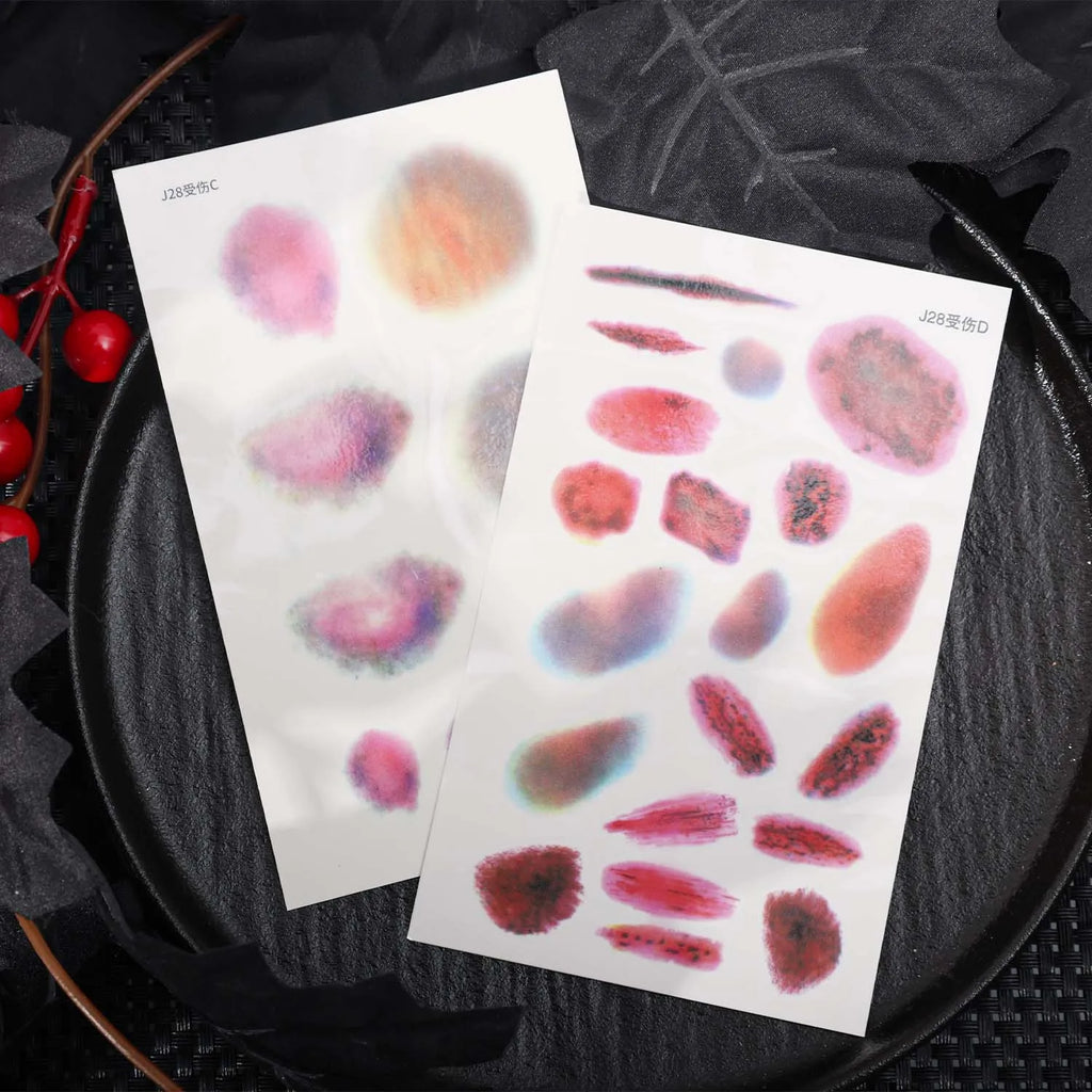 Realistic Blood Fake Tattoo Stickers Halloween Terror Wound Temporary Tattoo Bruising Arm Face Body Arts Cosplay Make Up